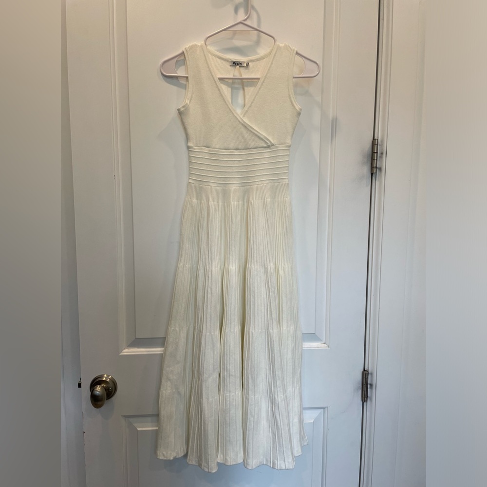 White Knit Midi Dress